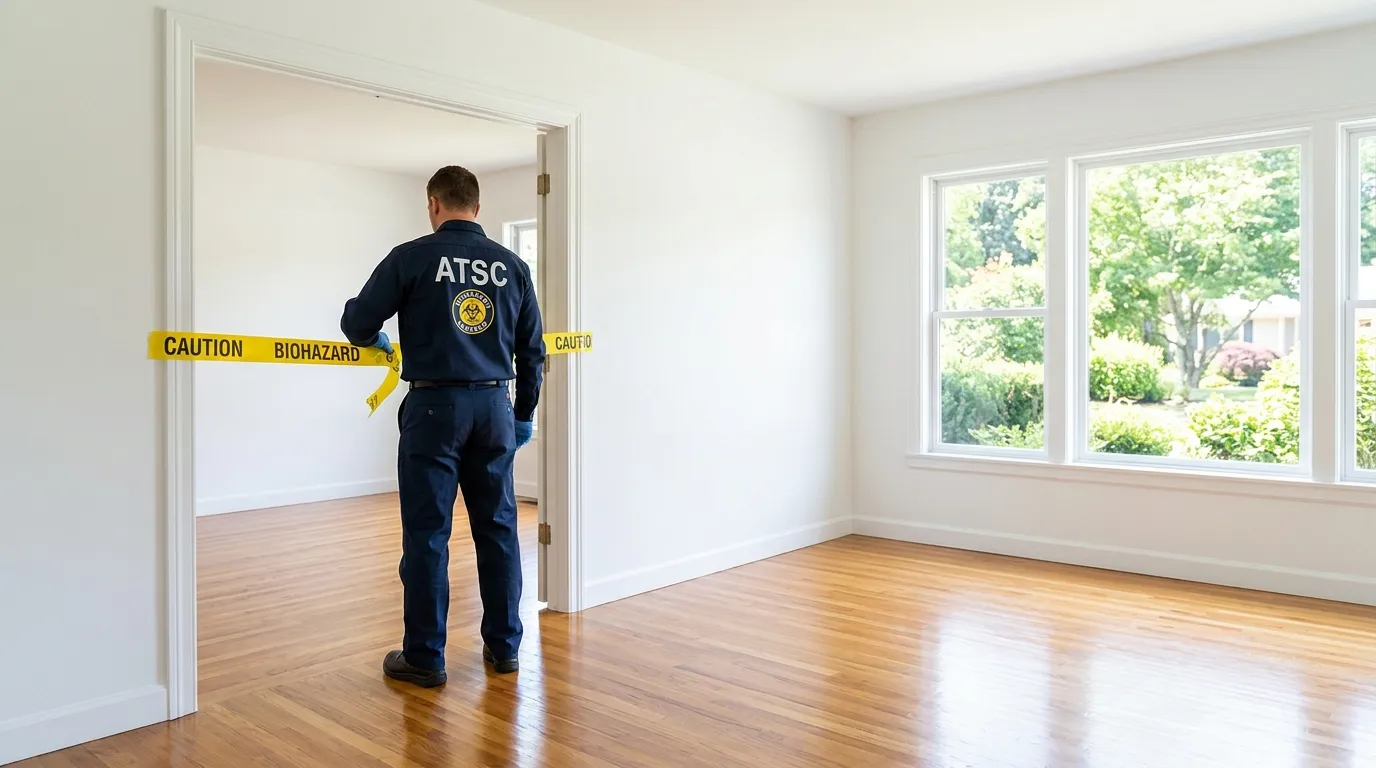 Certified biohazard cleanup crew performing Crime Scene Cleanup in Beach Park